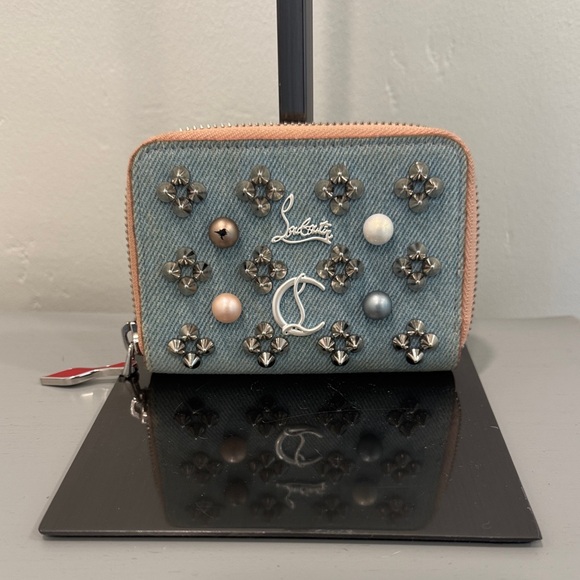 Christian Louboutin Denim Studded Wallet - Picture 1 of 4